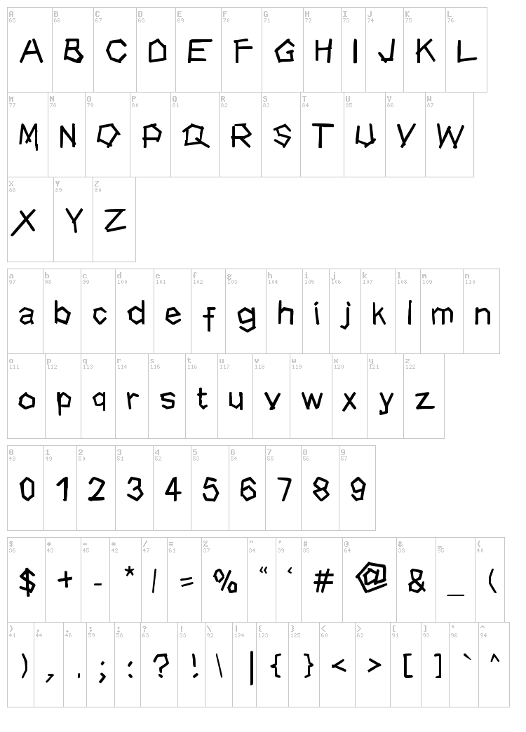 Dhe Wood font map
